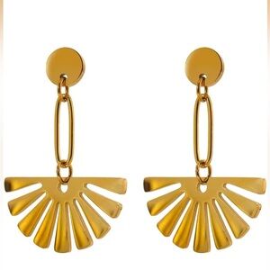 Anthropologie Gold Fan Earrings